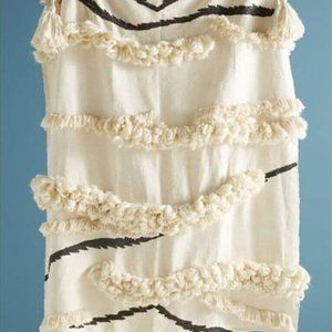 Anthropologie Chunky Textured Throw Blanket Cream Neutral Boho
